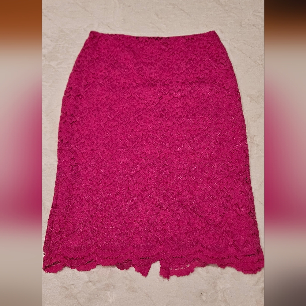 Worthington Fuchsia Lace Pencil Skirt